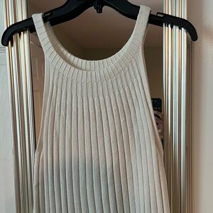 Ribbed Knit Sleeveless Tank in Cream